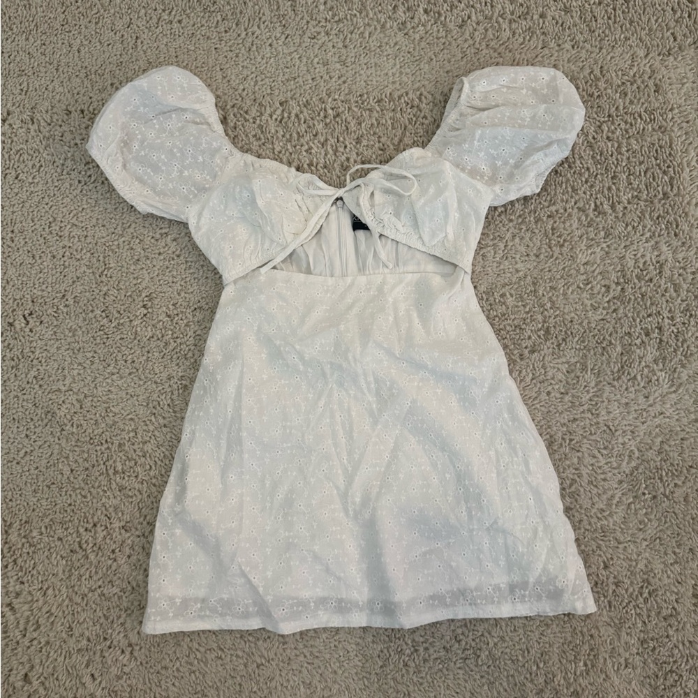 White Puff Sleeve Mini Dress